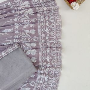 KTT Designer Lavender Embroidered Sharara Set