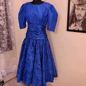 Party Wear Blue And Black Gown