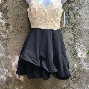 SEXY BLACK AND GOLD COLOUR PARTY WEAR FROCK