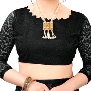 Belt Style Net Black Saree With Blouse