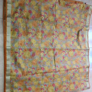 Art Silk Floral Musturd Color Saree For Sale