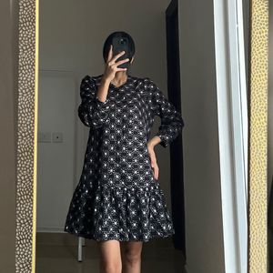 Balloon Puff Sleeve Embroidered Fit&Flare Dress