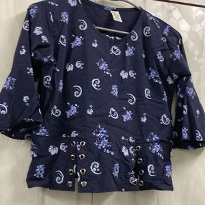 Blue Simple Elegant Top