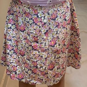 Printed Pink Cotton Skirt For Woman