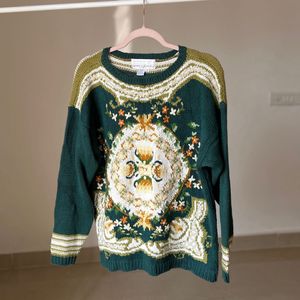 Vintage oversized Floral Hand knitted sweater