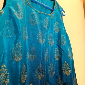 Sleeveless Festive Blue Kurta