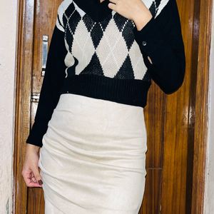 woolen top and skirt combo