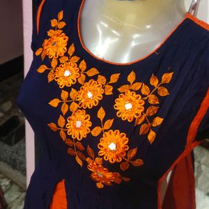 😍Beautiful Embroidered Floor Length Gown Kurti🥰