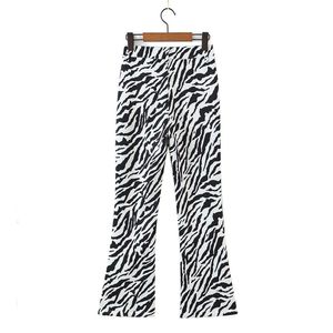 Zebra Printed Flare Trouser With Side Slit