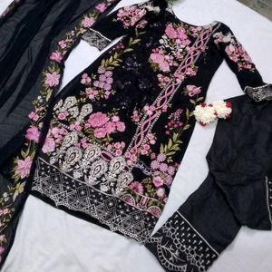 Black Bold Pakistani Designer Suit Set