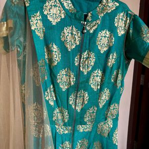 Eye Catching Sea Green Gown With Dupatta