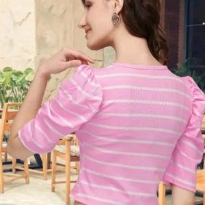 Puff Sleeve Striped Top