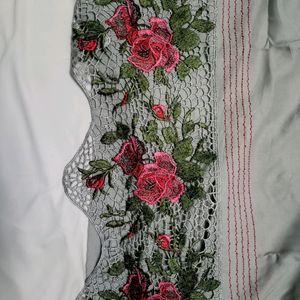 Grey Suit Red Flower Laces