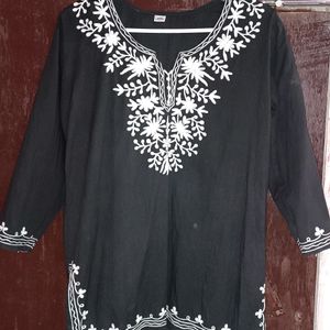 Black Embroidery Short Kurti