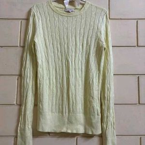 Butter Yellow Cable Knit Light Sweater