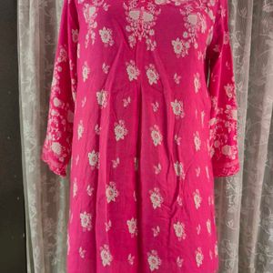 Pink Cotton Kurta For Women