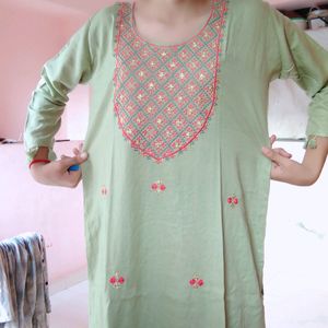 Light Embroidery Work Pista Kurti