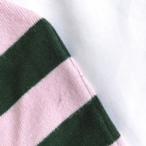 Pinterest Pink & Green Stripped Belly Sleeves Top