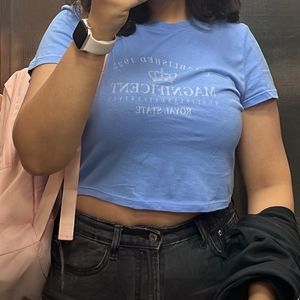 H&M cropped top in blue color