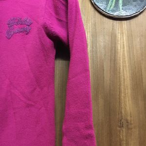 Women Pink Sweater With Front Zip