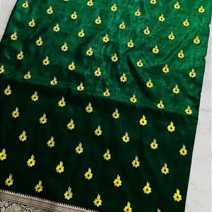 Banarasi Satin Silk Saree With Embroidery Work