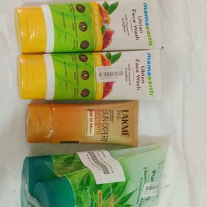 Himalaya & mamaEarth Ubtan Face Wash & Lakme Sun E