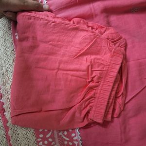 Pink Kurti With Dupatta And Leggings