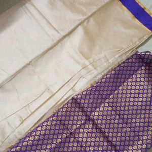 Purple&Golden Saree (With Bpuse Piece)