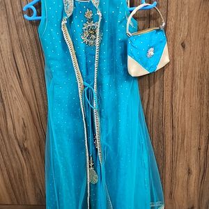 Ethnic Gown With Jacket And Purse