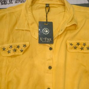 Mustard Tie Up Shirt Top (Women's)