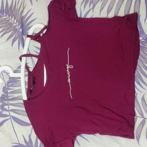 Burgundy One Shoulder Top