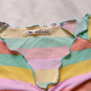 Multicolour Crop Top With Adjustable Strings