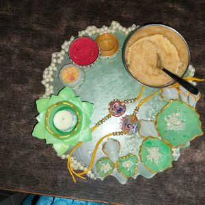 Handmade Resin Pooja Thali With Tealight Candle Ho