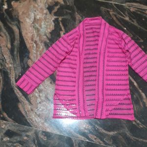 Pink Color mesh Shrug