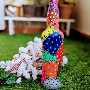 Beautiful Handpainted Multicoloured Glass Bottle