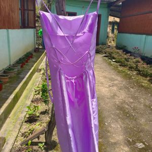 Satin Lavender Shiny Dress For Women