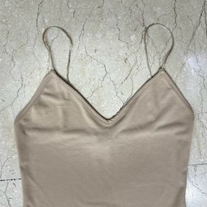 Satin Strap, Nude Colour Camisole Bodysuit