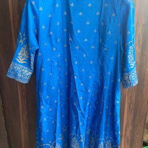 Blue And Golden Print Kurta