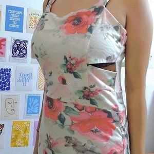 Floral Dress With Cut Designs