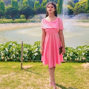 PINK Flared Aline Dress For Women And Girls