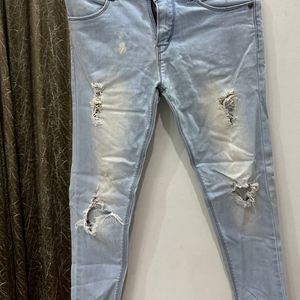 Blue Faded Denim Jeans