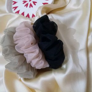 3 Organza Fluffie Scrunchies