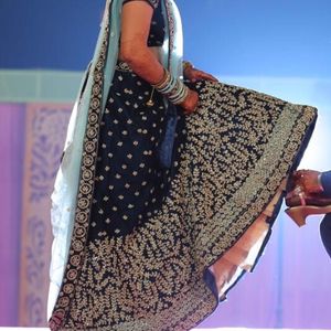 Blue Bridal Lehnga With Net Dupatta