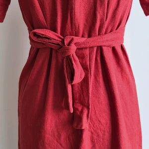 Linen Dress Round Neck