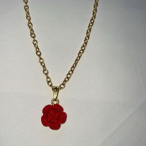 Cute Red Rose Pendent Chain For Girls