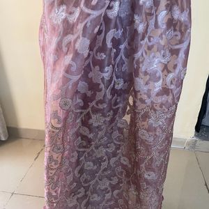 Party Wear Banarsi Saree With Moti And Tread Work