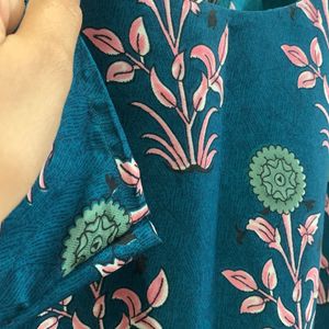 Teal Coloured Floral Kurta (xs)