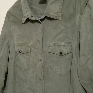 Olive Green Denim Shirt 👕