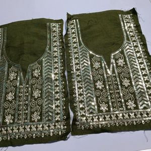 Neck Embroidery Patches Combo Of 2 Mehendi Green