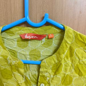 Lime Green Front Slit Kurti